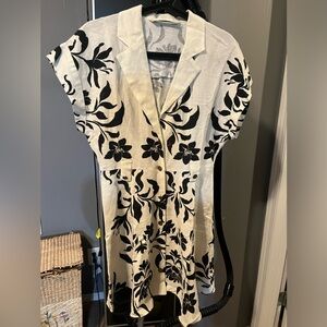 Zara Black White Linen Dress